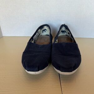 TOMS Classics Canvas Shoes Slip-on Navy Blue Loafers Flats Womens 7